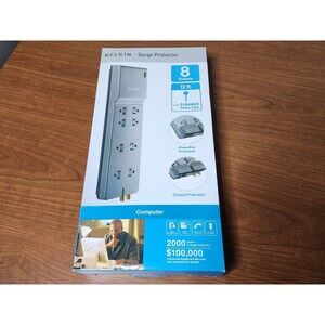 Belkin Slim Design 8-Outlet Surge Protector Power Strip W/ 12Ft. Cord